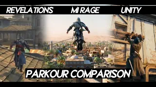 AC Mirage "PARKOUR COMPARISON" VS Unity VS Revelations VS AC 2 VS Black flag 2023