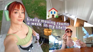 living alone vlog: moving all the rooms in the house + week in my life!!