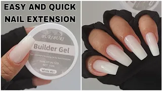 How To Apply BuriBuri Solid Builder Gel - Easy White Non Stick Hand Nail Extension Gel for Nails