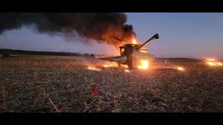 Tragic Combine Fire Josh's 9600 John Deere Total Loss Video!