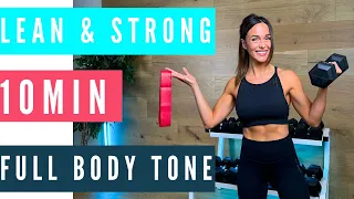 10MIN FULL BODY WORKOUT - Mini Band, Dumbbells, Targeting Glutes , Shoulders and Back!