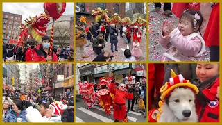 Chinese Lunar New Year 2023 Celebrations Chinatown NYC Lion Dance , Dragon, Fireworks. Jan 22nd 2023