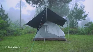 SOLO CAMPING HEAVY RAIN AND THUNDERSTORMS - RELAXING CAMPING IN THE RAIN - ASMR