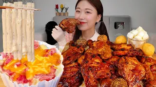 ASMR Truffle creamTteokbokki, Barbecue chicken MUKBANG