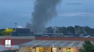 Fire at Walmart in Peachtree City, smoke  fills air