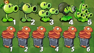 All Peashooter and New Plant Level 1 use 5 POWER UP vs 24 Gravestone and Octopus - PvZ 2