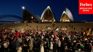 Pro-Palestinian Demonstrators Hold Protest Outside Sydney Opera House In Sydney, Australia