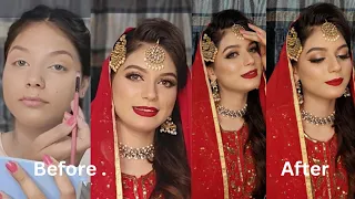 Pakistani bridal makeup full tutorial @afiyastyle5612 step by step with affordable products