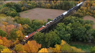 Indiana & Ohio Railway train in beautiful fall colors IORY 3221 Quincy High Bridge