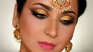 How To: PERFECT Gold Cutcrease INDIAN BRIDAL Eye Makeup Look (Hooded Eyes)