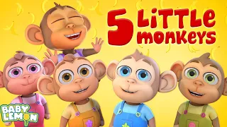 Five Little Monkeys, Nursery Rhymes and Kids Song with Baby Lemon