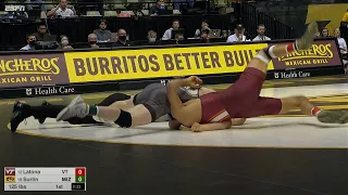 125lbs Noah Surtin (Missouri) fall Sam Latona (Virginia Tech)