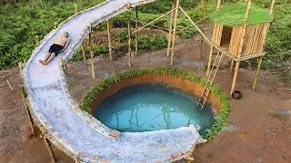 Dig To Build Most Water Slide House Around Swimming Pool Underground
