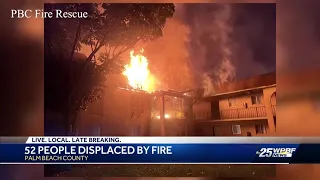 Nearly 60 residents displaced after fast moving fire at West Palm Beach apartment complex