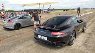 800HP Audi TT RS Turbo (MONSTER!!) vs 730HP Porsche 991 Turbo S