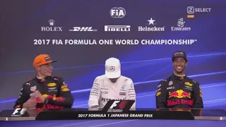 Ricciardo Throws Towel at Max. F1 2017 Suzuka Post Conference.