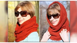 Шарф-снуд крючком для начинающих. Scarf-Snood crochet for beginners.