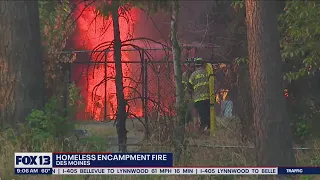 Homeless encampment fire in Des Moines | FOX 13 Seattle