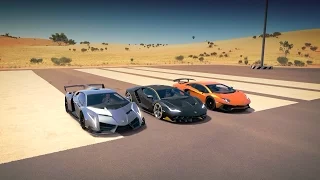 Lamborghini CENTENARIO vs VENENO vs AVENTADOR SV LP750-4 Drag Race | Forza Horizon 3