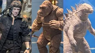 New Godzilla, King Kong, Rambo action figures on display toy fair 2923 hiya Toys