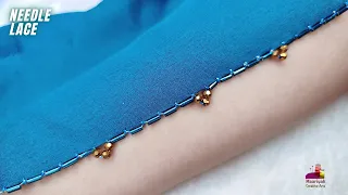 Super Quick Needle Lace Using Pipe Beads | Hand Embroidery Designs for Beginners | नीडल लेस - 896