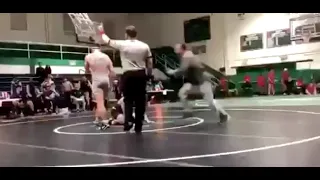 DAD CLOTHESLINES KID DURING HIGH SCHOOL WRESTLING MATCH - AFTER ILLEGAL SLAM