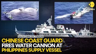 South China Sea Tensions: Chinese Coast Guard fires water cannon at Philippines supply vessel I WION