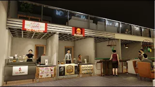 3D ANIMATION OF FOOD COURT AND RESTAURANTS IN LUMION AND REVIT