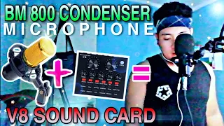 BM-800 CONDENSER MICROPHONE AND V8 SOUND CARD UNBOXING| SET UP| REVIEW| TUTORIAL