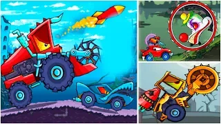 Сравнение Боссов Car Eats Car 1: КОМБАЙН, АРХИВЕР, КАТОК и КЛОУН - мультик игра машина ест машину