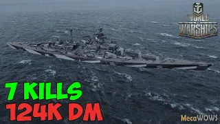 World of WarShips | Bismarck | 7 KILLS | 124K Damage - Replay Gameplay 4K 60 fps