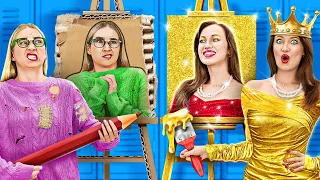 RICH vs POOR DRAWING BATTLE🎨 Drawing Hacks And Art Ideas by 123 GO!