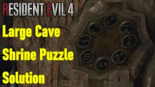 Resident Evil 4 remake large cave shrine puzzle solution, all symbols
