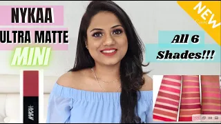 *NEW* NYKAA ULTRA MATTE MINI LIPSTICKS SWATCHES ALL 6 SHADES | RIA RAJENDRAN