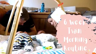 Twin Morning Routine at 6 Weeks Old Update - Tummy time, Sleep Schedule, Baths