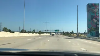 Driving from Main St., Houston, Texas to Galveston, Texas
