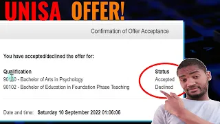 How to accept/decline an Offer at UNISA for 2023 online? UNISA 2023 Admissions