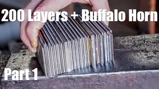 Forging Damascus With 52100 Part 1: 200 Layer Skinner With Buffalo Horn Blacksmithing Knifemaking