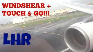 EXTREME ABORTED LANDING! London Heathrow Airport *TOUCH & GO + CROSSWIND!* Swiss Intl Airlines A321