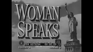 " WOMAN SPEAKS " 1945 WOMEN'S NEWSREEL  FEMALE NEWSPAPER EDITOR  TRICK RIDER  AMELIA EARHART XD73254