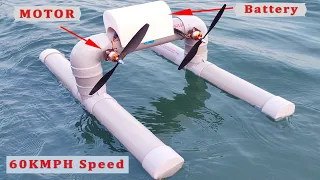 Making Powerful Electric boat with PVC Pipe || 60km/hr