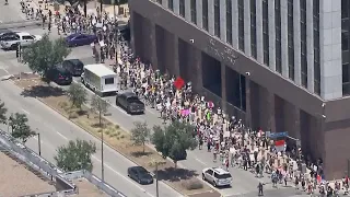 Protesters gather in downtown Dallas in response to overturning of Roe v. Wade