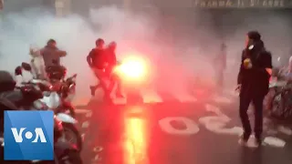 Police Fire Tear Gas at French Protesters
