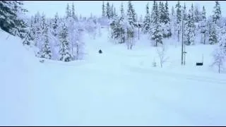 Kid On Sled Barely Dodges Two Cars