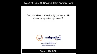 H-1B, Do I need a visa stamp immediately after approval?