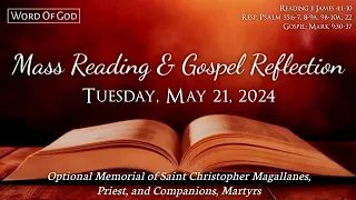 Today's Catholic Mass Readings and Gospel Reflection - Tuesday, May 21, 2024