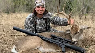 crazy WHITETAIL buck killed with AIR RIFLE!! (catch clean cook)