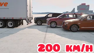 Bentley Bentayga vs Maybach GLS vs Rolls-Royce Cullinan vs Trailer💥200 km/h💥BeamNG.drive CRASH test