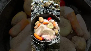 Camping Dutch Oven chicken cooking