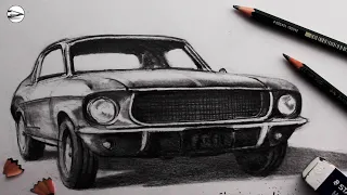 How to Draw a Realistic Car: Narrated for Beginners: Ford Mustang GT 1968 Bullitt